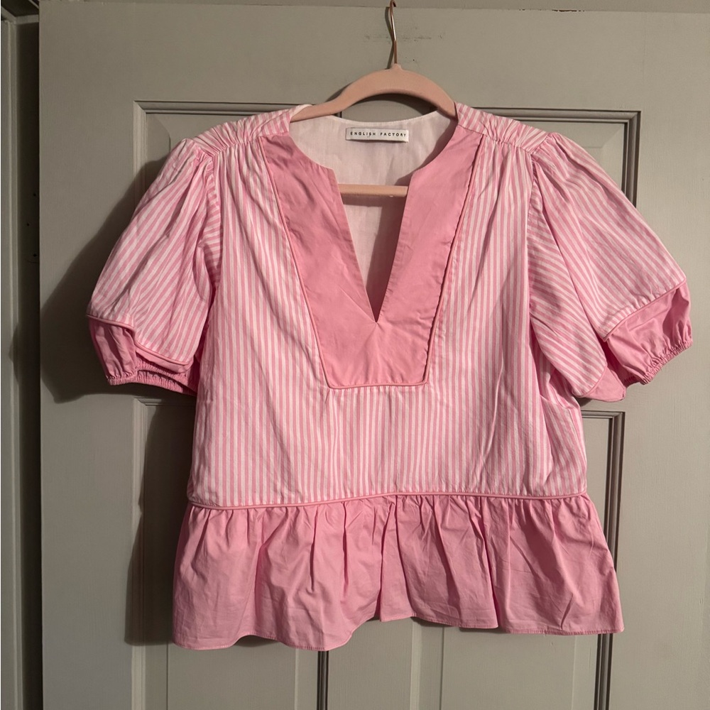 English Factory Pink Peplum Blouse